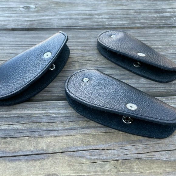 Handmade Keys Holder Black Genuine Leather Key Chains Leaf Shape Lot of 3 - Picture 8 of 12